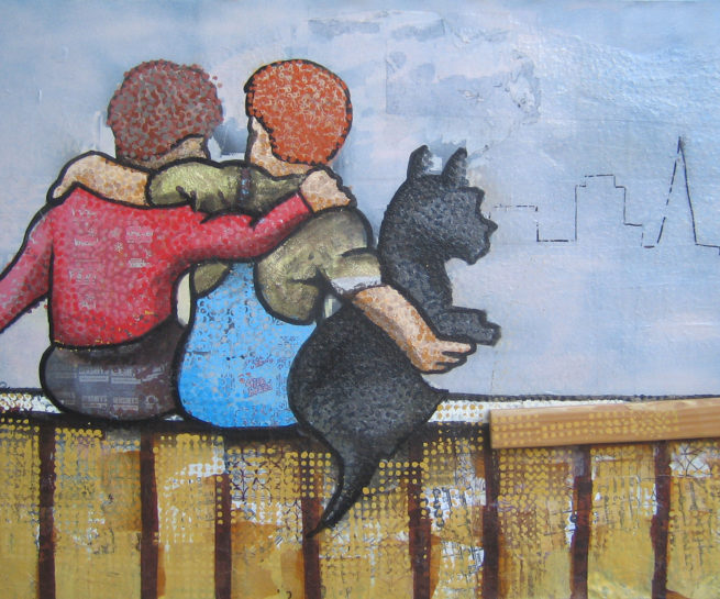 Off_To_See_SF_painting_art_pixelstud_fence_skyline_boys_terrier_pixel_stud_lego_high