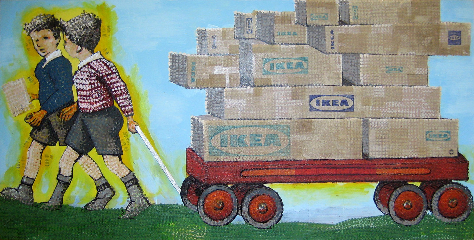 Sunday_Service_IKEA_boys_red_wagon_painting_pixelstud_pixel_stud_lego_art_high