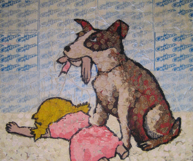 dog_eat_doll_world_painting_pixelstud_pixel_stud_lego_art_high