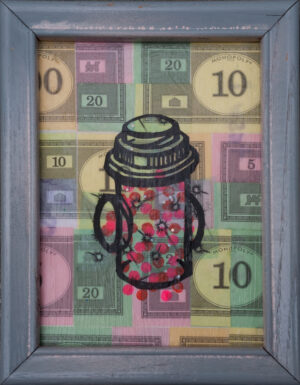 Dollar Pills Monopoly money pill bottle medicine lego art painting pixelstud