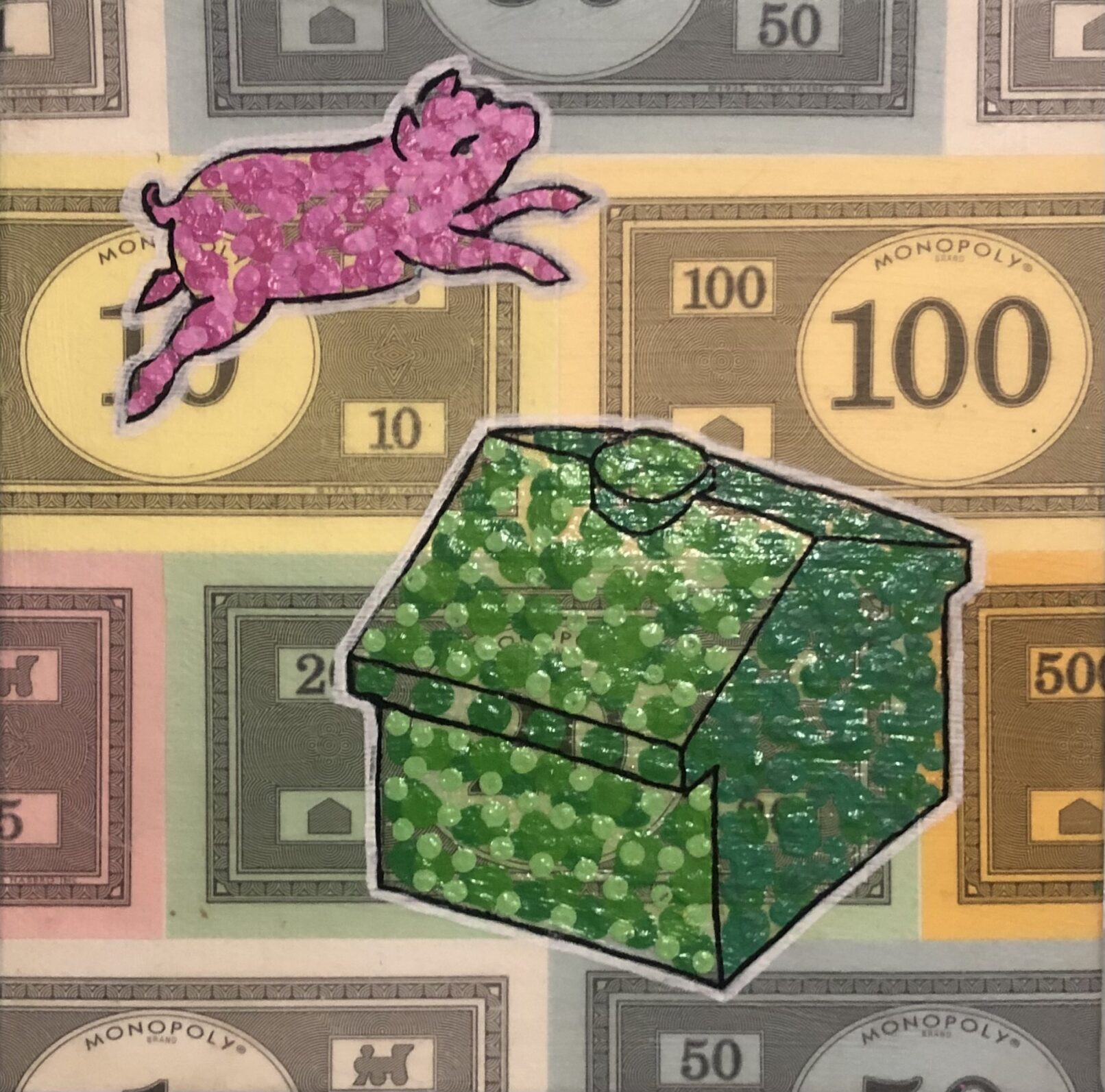 1 Million Dollar Fixer. Pig flying over a monopoly house.