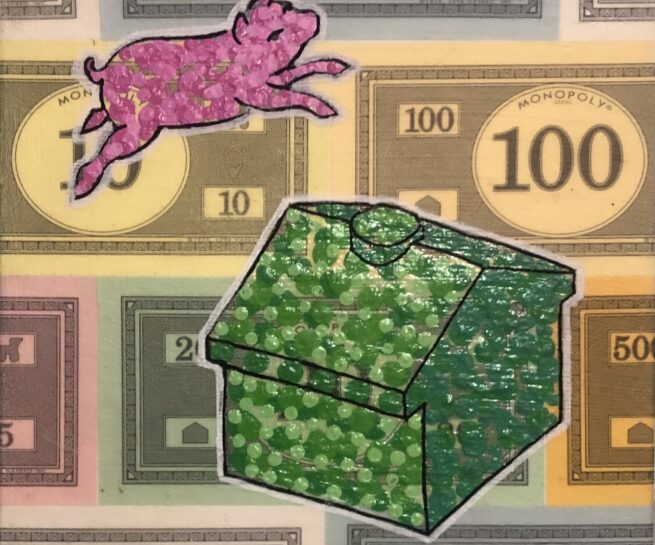 1 Million Dollar Fixer. Pig flying over a monopoly house.